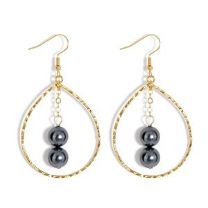 NWT Tahitian Pearl Tear Drop Hoop Earrings